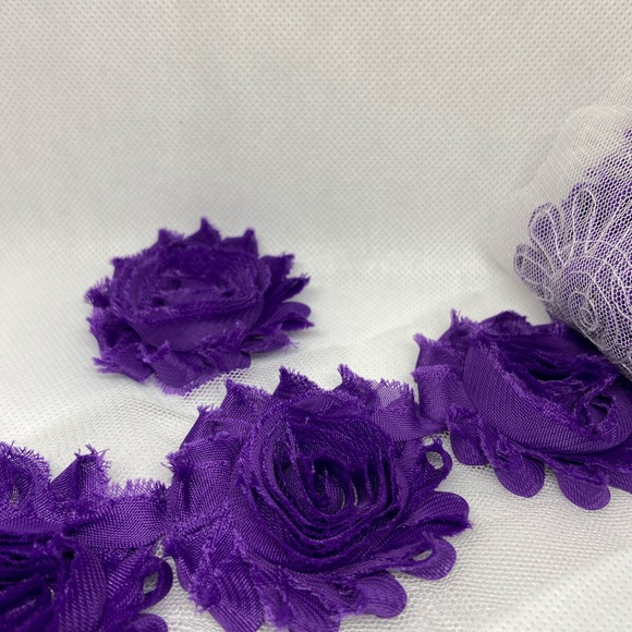 Lot of 14 Deep Purple shabby flowers NEW DIY - Picture 3 of 3